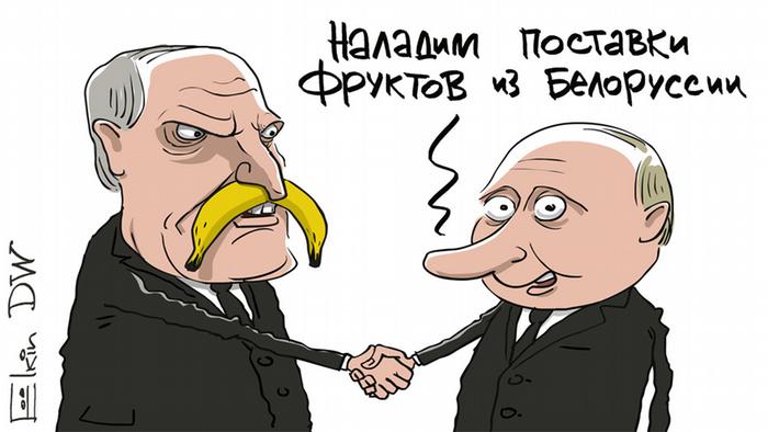 Российский карикатурист высмеял "банановые" договоренности Путина и  Лукашенко (Фото) | ОстроВ
