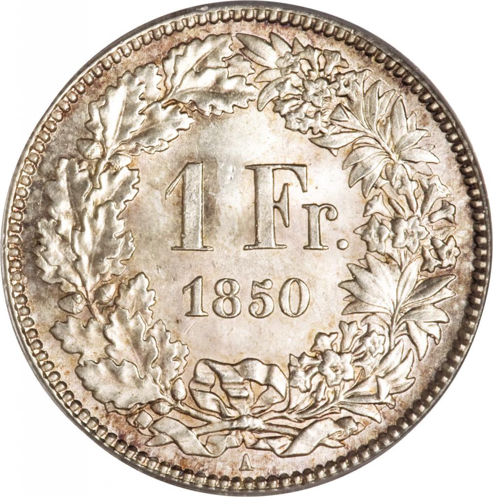 монета 1 франк (реверс)