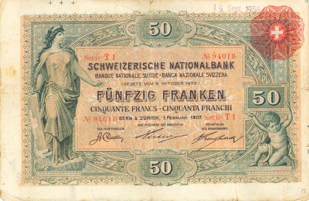 первая банкнота 50 франков