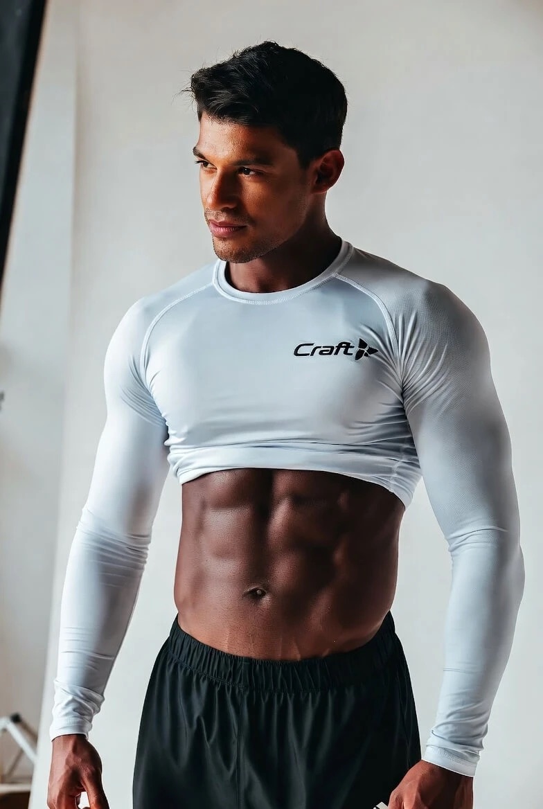 Мужской компрессионный лонгслив Craft белый — для интенсивных тренировок в зале