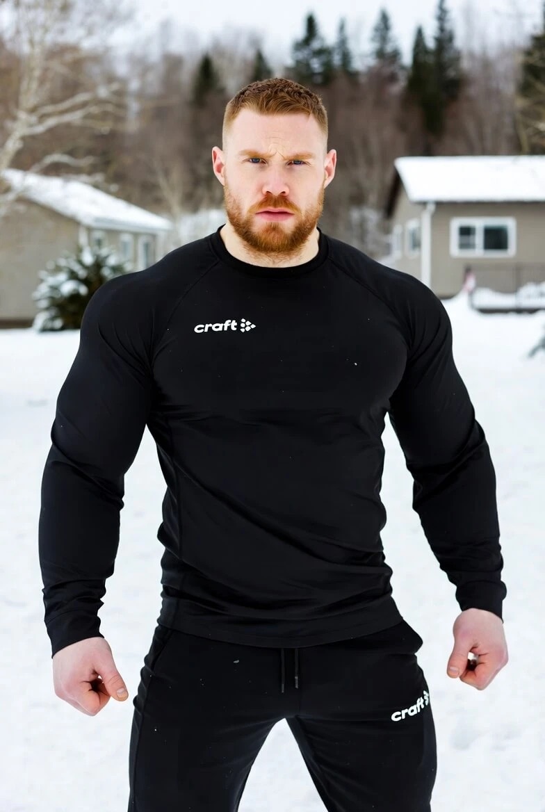 Мужская термокофта Craft чёрная — базовый слой для зимнего бега и тренировок на улице