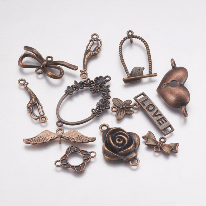 Конектор: Біжутерний сплав, Мікс, Колір: Мідь