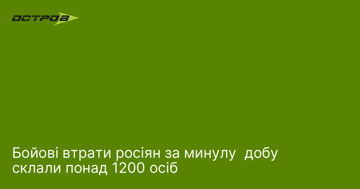 Бойові втрати росіян за минулу  добу склали понад 1200 осіб