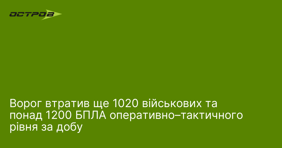 Ворог втратив ще 1020 військових та понад 1200 БПЛА оперативно–тактичного рівня за добу